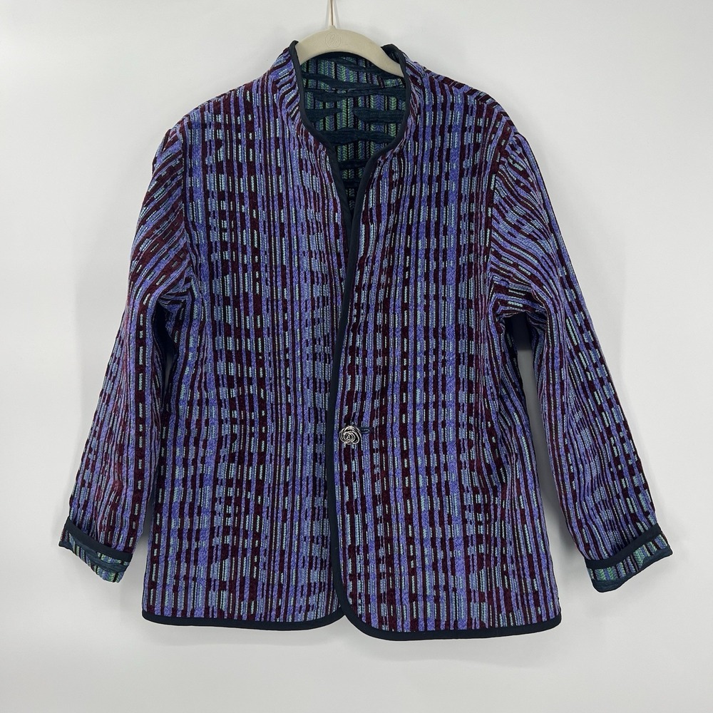 Trimdin Artisan Reversible Jacket Brocade Tapestry Sz M Made in USA Art to Wear